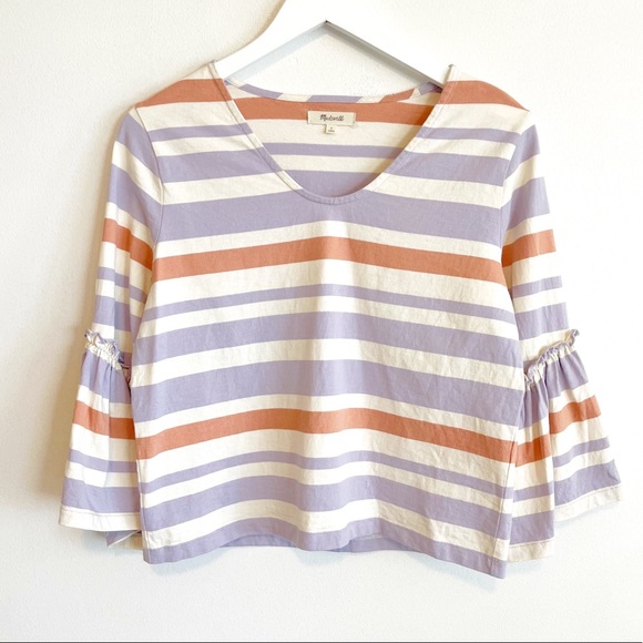 Madewell Ruffle-Sleeve Top in Fairhaven Stripe - Picture 4 of 10